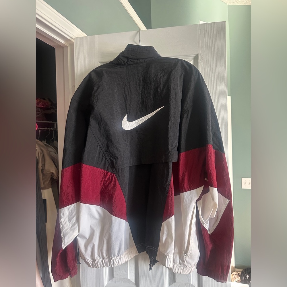 vintage Nike windbreaker, red and black men’s XXL